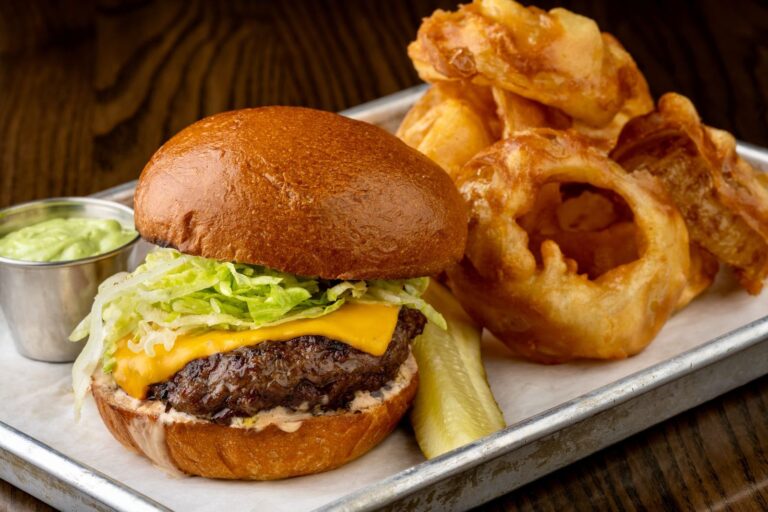 Burger and onion rings in Scottsdale AZ